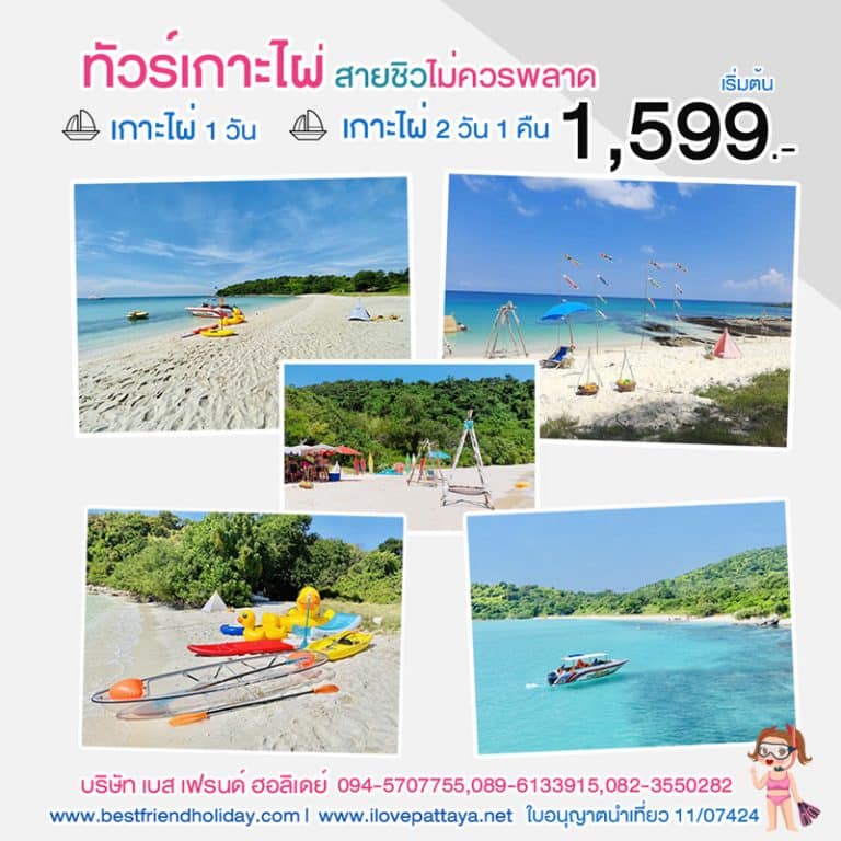 ทัวร์เกาะไผ่ พัทยา รวมที่พัก 2 วัน 1 คืน โปรสุดคุ้ม 2567
