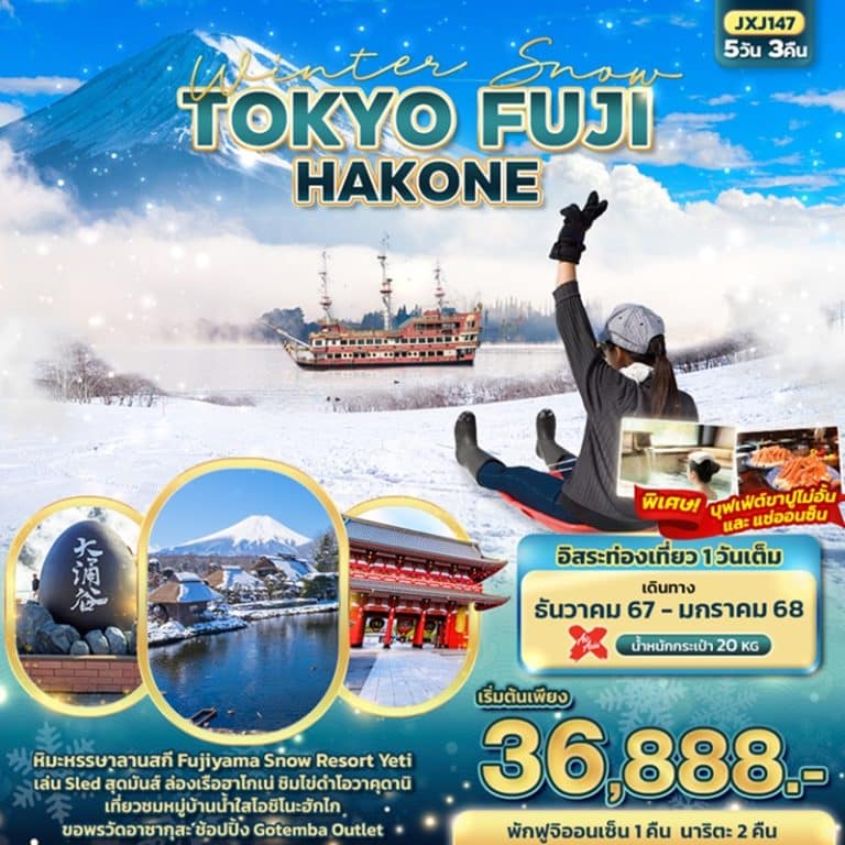 ทัวร์ญี่ปุ่น โตเกียว ฟูจิ ฮาโกเน่ 5 วัน 3 คืน