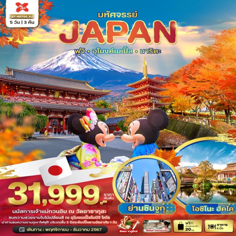 ทัวร์ญี่ปุ่น ฟูจิ นาริตะ อุโมงค์เมเปิ้ล 5 วัน 3 คืน