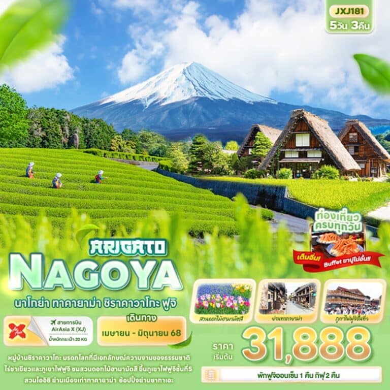 ทัวร์ญี่ปุ่น นาโกย่า ทาคายาม่า ชิราคาวาโกะ ฟูจิ 5 วัน 3 คืน