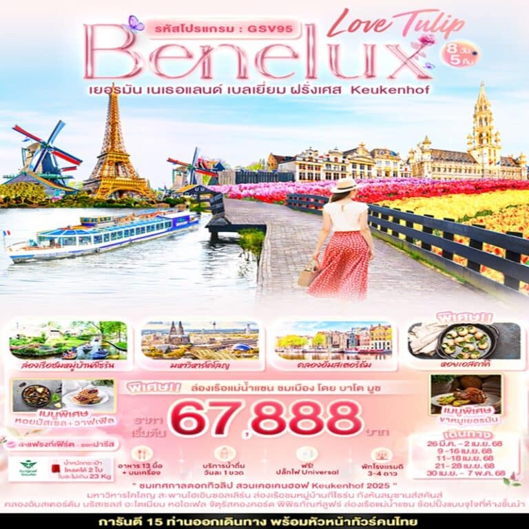 ทัวร์เยอรมัน เนเธอร์แลนด์ เบลเยี่ยม ฝรั่งเศส 8 วัน 5 คืน