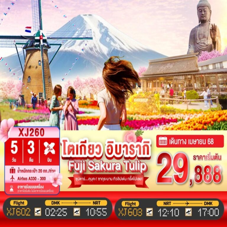 ทัวร์ญี่ปุ่น โตเกียว อิบารากิ ฟูจิ 5 วัน 3 คืน