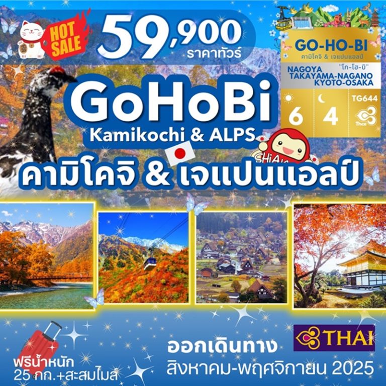 ทัวร์ญี่ปุ่น คามิโคจิ นาโกย่า มัตสึโมโต้ ทาคายาม่า เกียวโต โอซาก้า 6 วัน 4 คืน